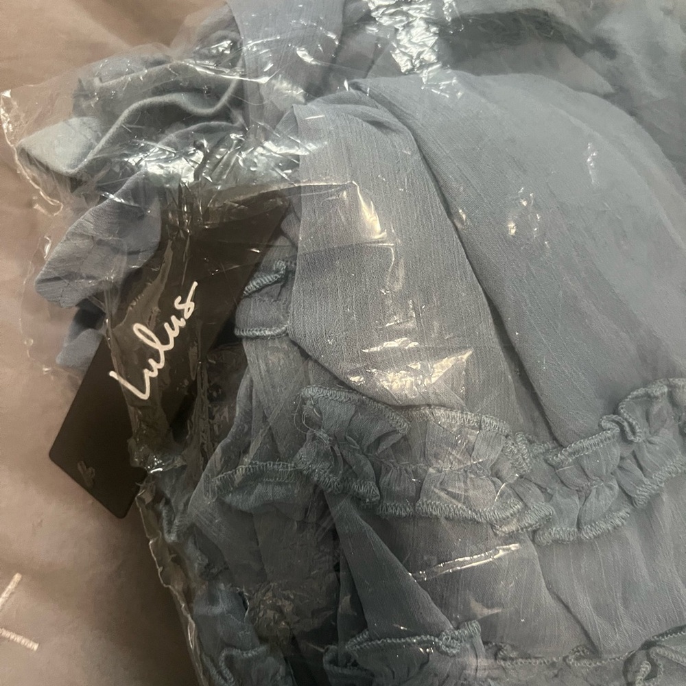 Lulu's Dusty Blue Tiered Maxi Dress - Picture 11 of 11